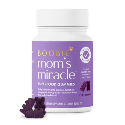 Boobie Bears Lactation Support Gummies | Helps As Milk Supply Booster &amp; Supports Immune Health &amp; Hair Growth | Breastfeeding Supplements with Zinc &amp; Elderberry for Milk Supply Increase, 60 Count