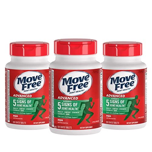 Move Free Advanced Glucosamine Chondroitin MSM Joint Support Supplement, Supports Mobility Comfort Strength Flexibility &amp; Bone - 120 Count (Pack of 3)