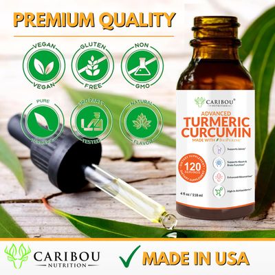 Liquid Turmeric Curcumin with Bioperine for Enhanced Absorption - Turmeric Curcumin Supplement for Joint Support - Turmeric Extract with Black Pepper - 2 Month Supply - 4oz