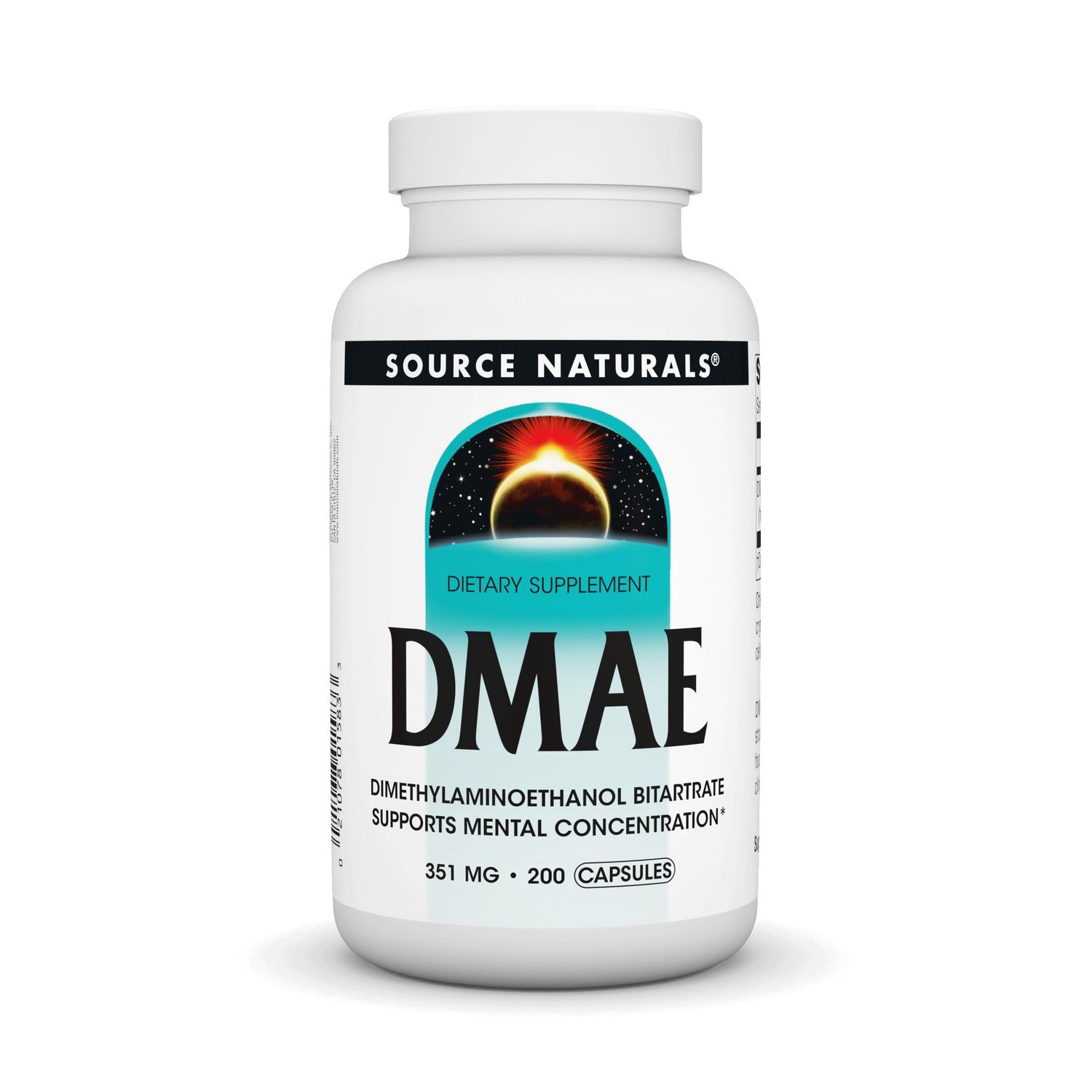 Source Naturals DMAE, Dimethylaminoethanol Bitartrate - Supports Mental Concentration - 200 Capsules
