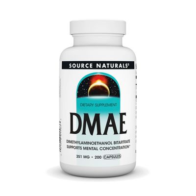 Source Naturals DMAE, Dimethylaminoethanol Bitartrate - Supports Mental Concentration - 200 Capsules