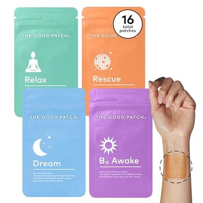 The Good Patch Vital Natural Patches Mixed Bundle with B12 Patches Awake to Help Promote Energy, Dream to Support Sleep, Rescue to Bounce Back, Relax to Unwind, Plant Powered (16 Total Patches)