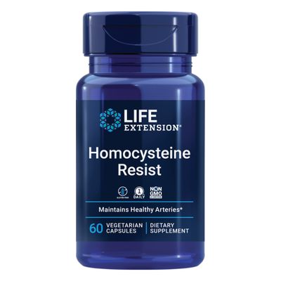 Life Extension Homocysteine Resist - For Heart &amp; Brain, Cognitive Health Support Supplement - Vitamin B2, B6 &amp; B12 + Folate - Once-Daily, Non-GMO, Gluten-Free - 60 Vegetarian Capsules