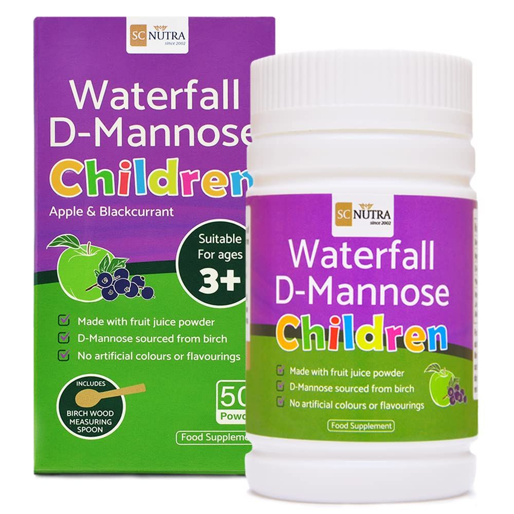 Waterfall D-Mannose Children - Apple &amp; Blackcurrant - Infant D-Mannose - Suitable for Girls &amp; Boys | 50g / 1.76oz