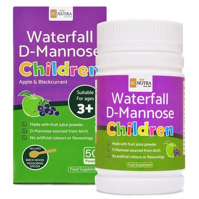 Waterfall D-Mannose Children - Apple &amp; Blackcurrant - Infant D-Mannose - Suitable for Girls &amp; Boys | 50g / 1.76oz