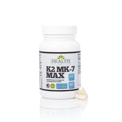 Health As It Ought To Be Vitamin K2 MK7 MAX Extra Strength 300mcg Supplemeny | Soy Free, Proven Bioavailability &amp; Safety | 60 Capsules
