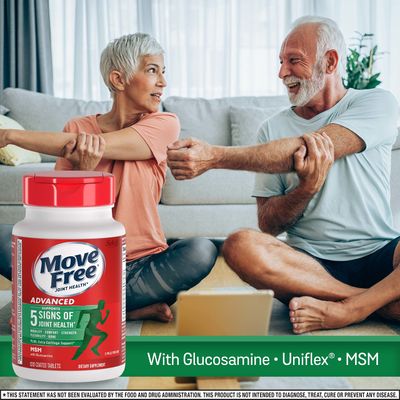 Move Free Advanced Glucosamine Chondroitin MSM Joint Support Supplement, Supports Mobility Comfort Strength Flexibility &amp; Bone - 120 Count (Pack of 3)
