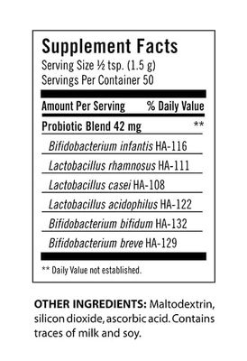 Flora - Toddler's Blend Probiotic, 3 Billion CFU RAW, Six-Infant & Toddler Specific Strains, Lactobacillus, Taste-Free, Dissolves Easy, Aids Constipation and Immunity, 2.64-oz. Powder