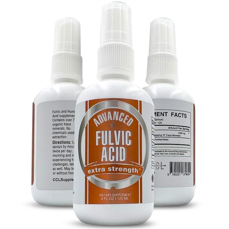 CCL Supplements Advanced Fulvic Acid and Humic Acid Trace Mineral Liquid Spray Supplement. 70+ Ionic Organic Vital Minerals &amp; Electrolytes, Similar Benefits of Shilajit &amp; Drops (4 oz, 120 Servings)