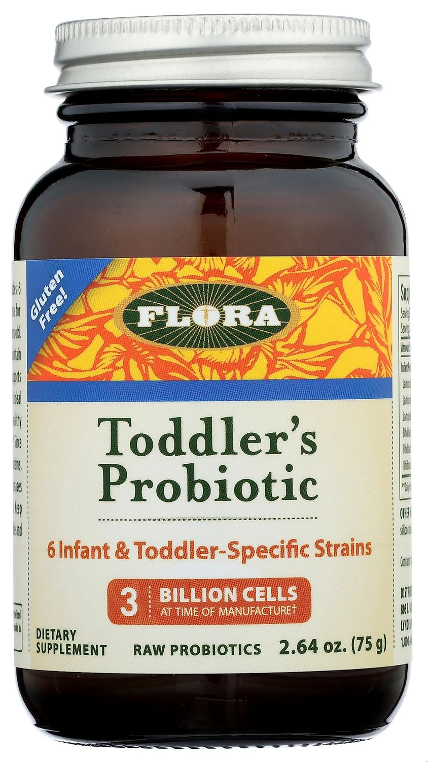 Flora - Toddler&#39;s Blend Probiotic, 3 Billion CFU RAW, Six-Infant &amp; Toddler Specific Strains, Lactobacillus, Taste-Free, Dissolves Easy, Aids Constipation and Immunity, 2.64-oz. Powder