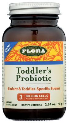 Flora - Toddler&#39;s Blend Probiotic, 3 Billion CFU RAW, Six-Infant &amp; Toddler Specific Strains, Lactobacillus, Taste-Free, Dissolves Easy, Aids Constipation and Immunity, 2.64-oz. Powder