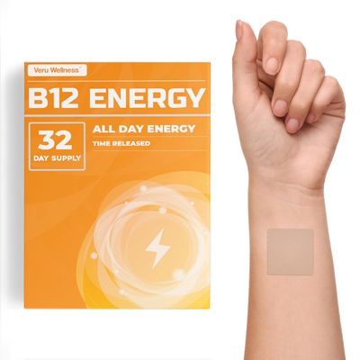 Veru Wellness B12 Energy Patch - Energy, Focus - B12, C, B6, Iron, Guarana and Garcinia Cambogia - External Use only- 32 Count