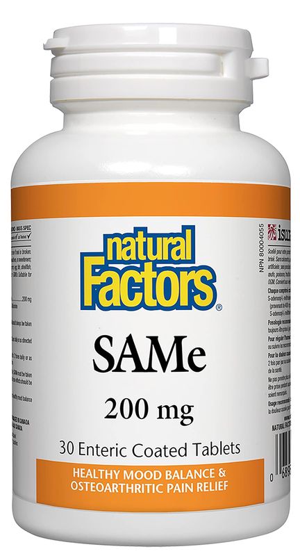 Natural Factors - Same 200mg, Joint &amp; Mood Support, 30 Enteric Coated Tablets