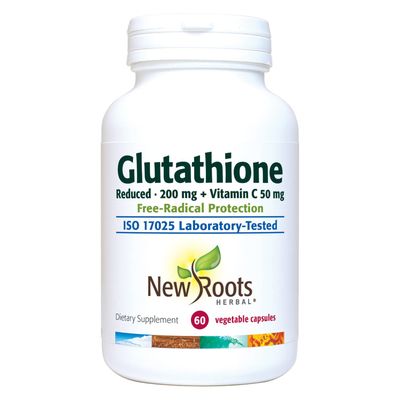 New Roots Glutathione Supplement + Vitamin C (60 Veg Caps) | Detox and Immune Boosting Supplement, Supports Liver | Gluten Free, Non-GMO