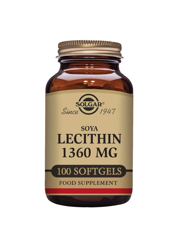 Solgar Lecithin 1360mg, 100 Softgels - Supports Overall Health - Natural SOYA Lecithin - Source of Choline &amp; Essential Fat Linoleic Acid - Gluten Free, Dairy Free - 100 Servings