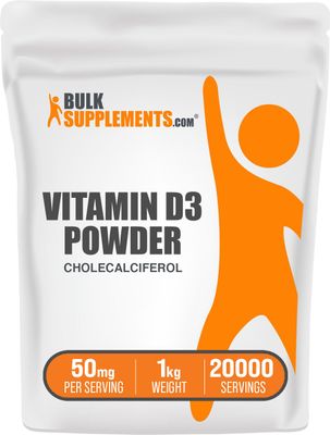 BulkSupplements.com Vitamin D3 Powder - Cholecalciferol, Vitamin D Supplements, Vitamin D3 5000 IU - Gluten Free, 50mg (125mcg of Vitamin D3) per Serving, 1kg (2.2 lbs) (Pack of 1)