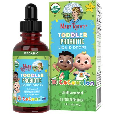 MaryRuth&#39;s Cocomelon Toddler Probiotic Liquid Drops | Kids Probiotics for Ages 1-3 | 5 Probiotic Strains | 150 Billion CFU Per Serving | USDA Organic | Sugar Free | Vegan | Gluten Free | 1 Fl Oz