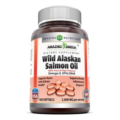 Amazing Omega Wild Alaskan Salmon Oil 2000mg Per Serving Softgels Supplement (180 | 3 Pack)