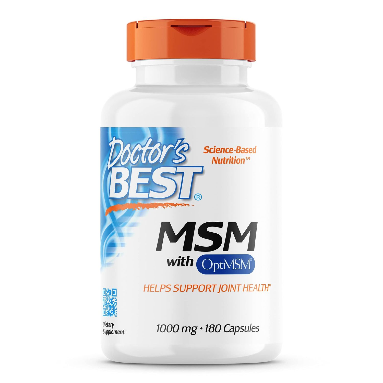 Doctor&#39;s Best MSM with OptiMSM, Joint Support, Immune System, Antioxidant and Protein-Building Role, Non-GMO, Gluten Free, 1000 mg, 180 Caps