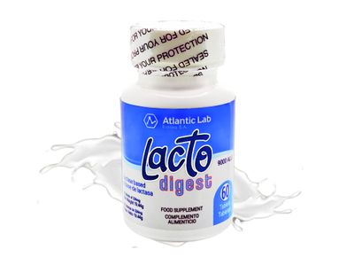 Atlantic Lab Corporation - LactoDigest Fast &amp; Strong Natural Lactose Intolerance Relief, 9000 FCC Lactase Enzyme, 60 Capsules, Relieves Digestive Discomfort