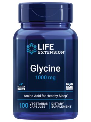 Life Extension Glycine, 1000 mg, Amino Acid That Promotes Healthy Sleep, Gluten-Free, Non-GMO, Vegetarian, 100 Capsules