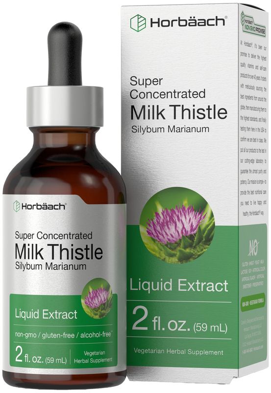 Horbach Milk Thistle Extract Liquid | 2 fl oz | Alcohol Free | Vegetarian, Non-GMO &amp; Gluten Free Supplement