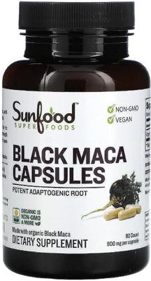 Sunfood Superfoods Maca Capsules- Gelatinized for Easy Digestion | Ultra-Clean (No Chemicals, Additives or Fillers) | Non-GMO, Vegan, Gluten-Free | 800 MG, 90 ct. Bottle