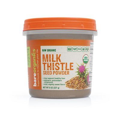 BareOrganics Milk Thistle Seed Powder, Superfood Powder, Organic Dietary Supplement, 8 Ounces