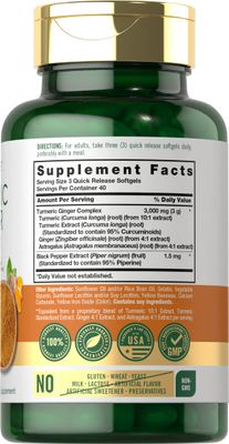 Carlyle Turmeric and Ginger Supplement 3000 mg | 120 Softgel Capsules | Turmeric Curcumin Complex | with Black Pepper Extract | Non-GMO, Gluten Free