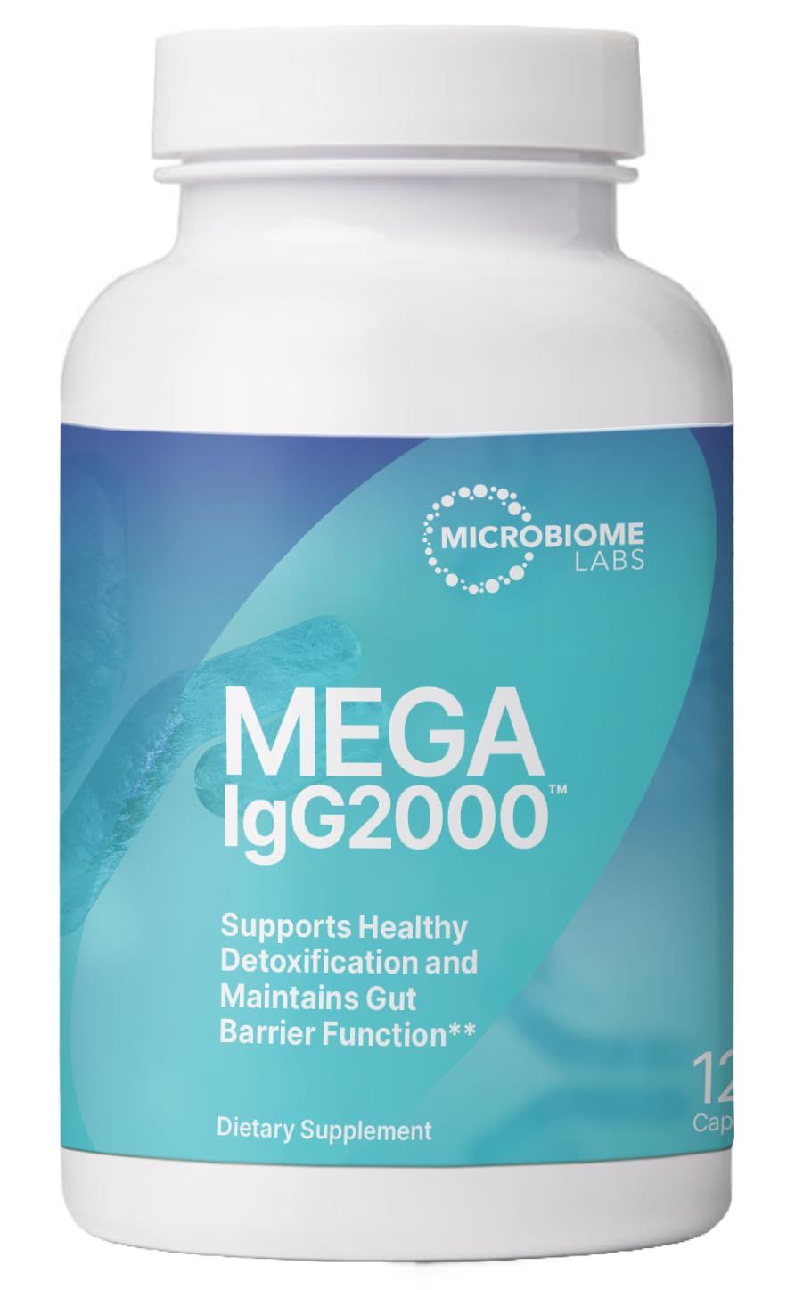 Microbiome Labs Mega IgG2000 Capsules - Dairy-Free Alternative to Bovine Colostrum Supplement - Immunoglobulin Supplement from Bovine Serum to Support Digestive Health (120 Capsules)