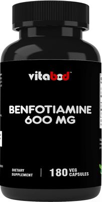 Vitabod Benfotiamine 600mg 180 Vegetarian Capsules - Also Called Fat Soluble Vitamin