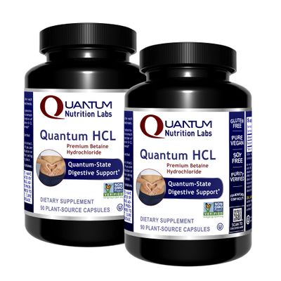 QNL Quantum HCL - Betaine HCl Capsules for Digestive Aid - Supports Gastric Acid Secretion - Digestion Supplement That Aids Nutrient Absorption - 90 Vegetarian Capsules (2 Pack)