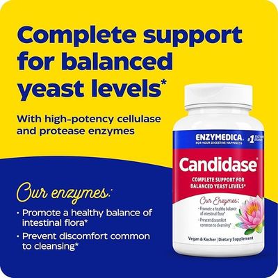Enzymedica, Candidase, Digestive Enzymes for Gentle Cleansing Support, Gut Health &amp; Digestion, 120 Count