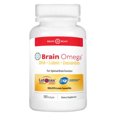 Brain Bean Brain Omega with Lutein &amp; Zeaxanthin, Supports Heart and Eye Health, | Omega 3 Plus Lutein and Zeaxanthin Supplements 460 mg DHA 90 mg EPA Lutein and Zeaxanthin | 180 Softgels, 90 Servings