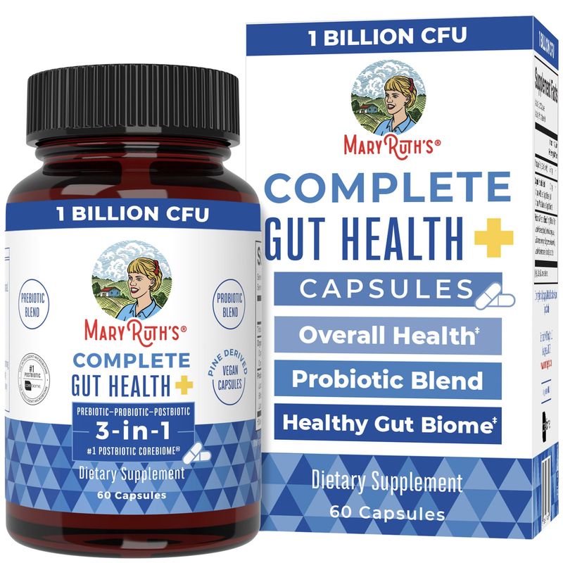 MaryRuth&#39;s 3-in-1 Probiotics for Complete Gut Health | Gut Health Supplement for Women &amp; Men | Probiotic for Digestion &amp; Immune Support | 50 Billion CFU | 30 Count