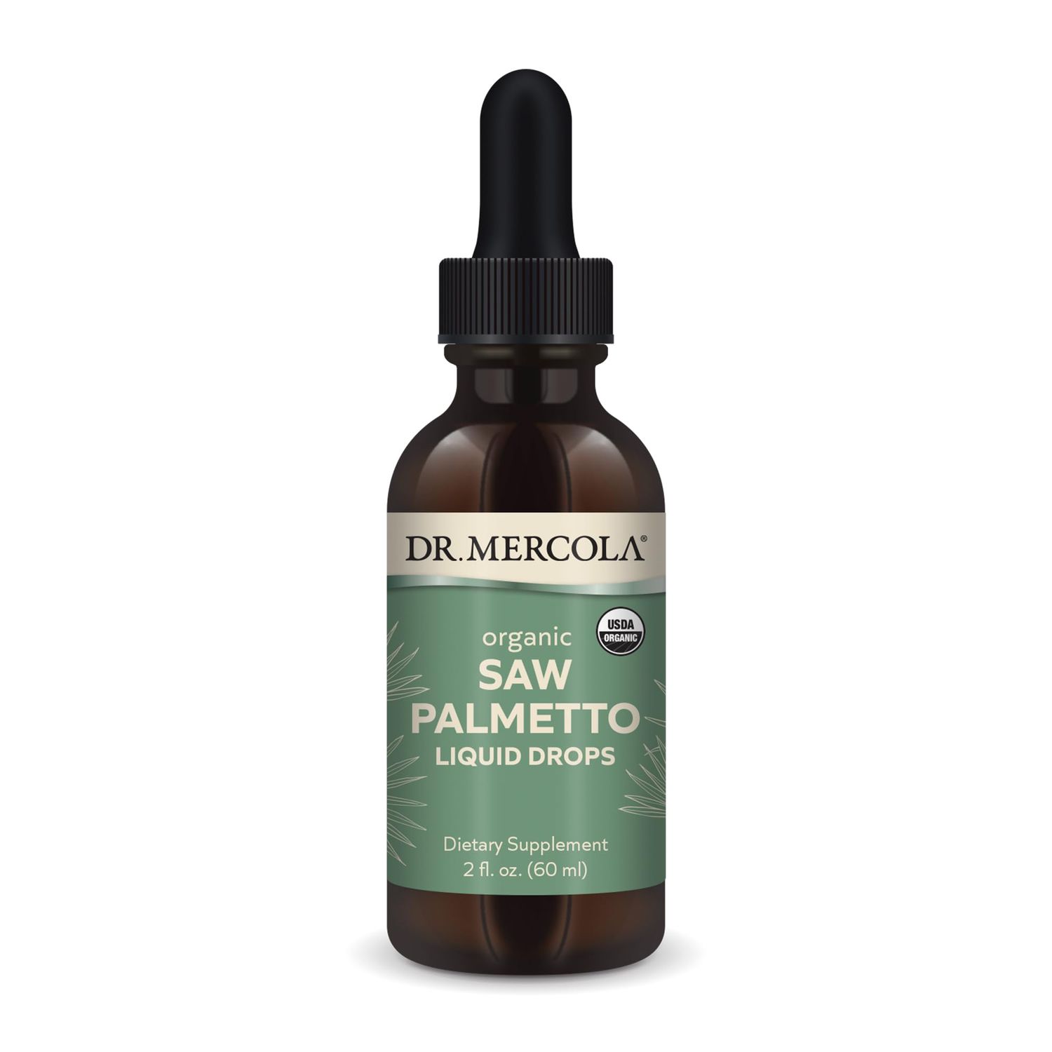 Dr. Mercola Saw Palmetto Liquid Drops, 2 Fl. Oz. (60 mL), 30 Servings, Dietary Supplement, Supports Normal Detoxification Processes, Non-GMO, Certified USDA Organic