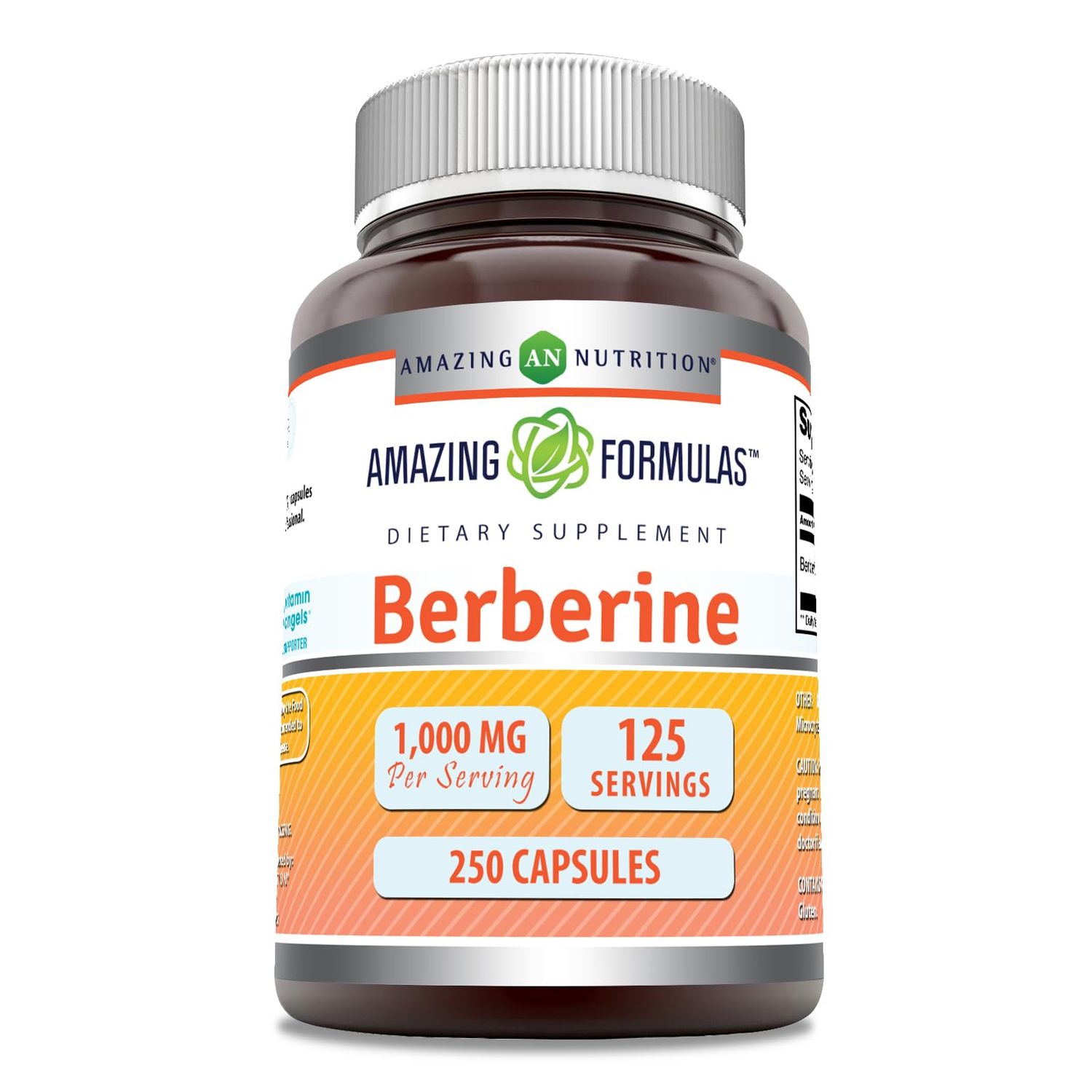 Amazing Formulas Berberine 1000mg Per Serving 250 Capsules Supplement | Non GMO | Gluten Free | Made in USA- Proudly Made in The USA with Guaranteed Purity &amp; Potency