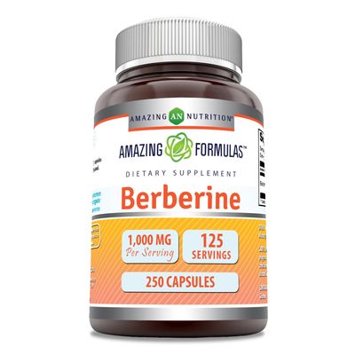 Amazing Formulas Berberine 1000mg Per Serving 250 Capsules Supplement | Non GMO | Gluten Free | Made in USA- Proudly Made in The USA with Guaranteed Purity &amp; Potency