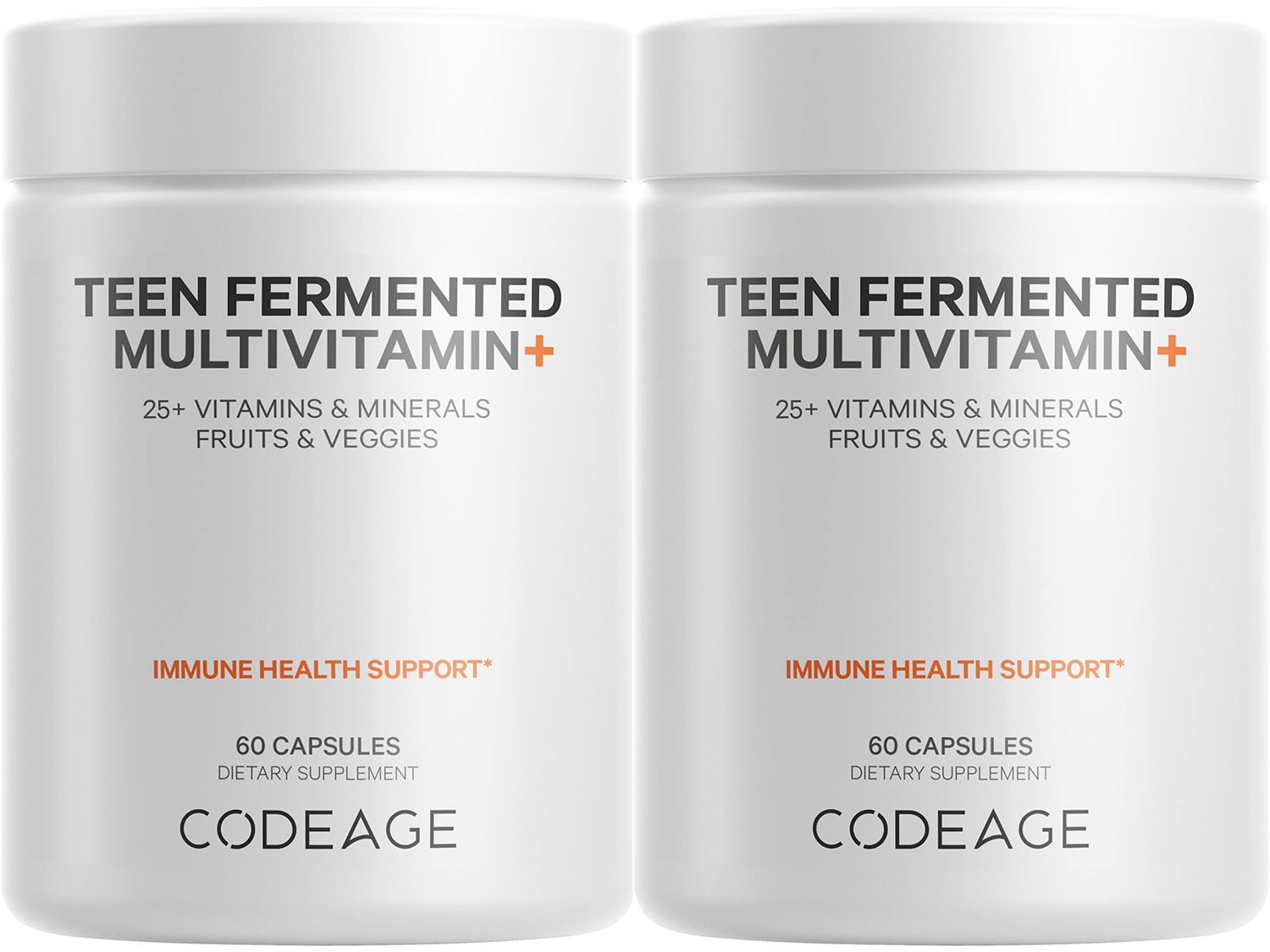 Codeage Teens Daily Multivitamin Supplement, 25+ Vitamins &amp; Minerals for Teenage Boys &amp; Girls, Organic Whole Foods Vitamins for Teenagers, Vitamin A, B Vitamins, Vitamin C, D, E, K, Omega-3, 2 Pack