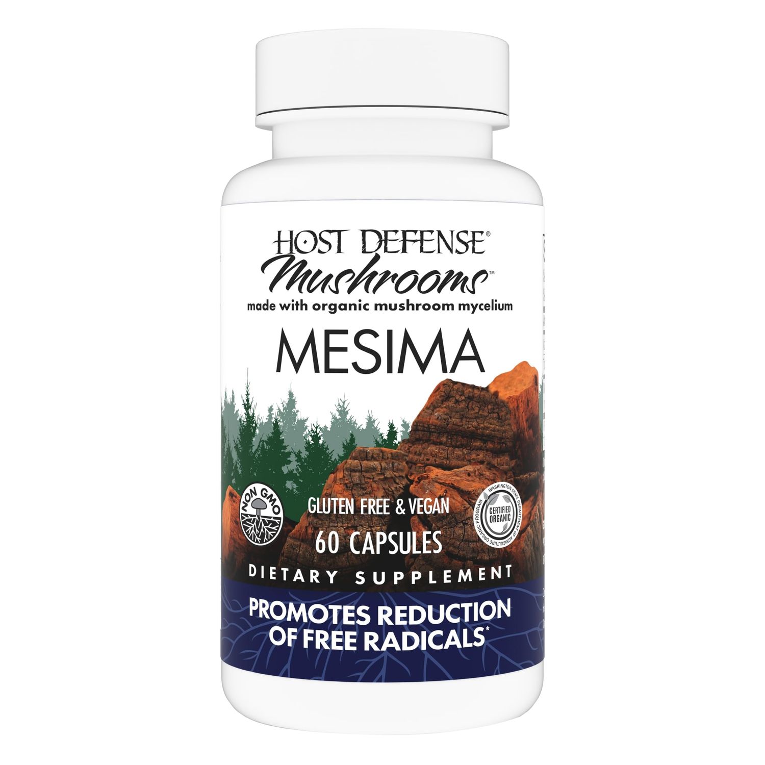 Host Defense Mesima Capsules - Herbal Antioxidant Activity &amp; Immune System Support Supplement - Mushroom Capsules Supplement to Support Balanced Immune Response - 60 Capsules (30 Servings)*
