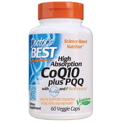 Doctor&#39;s Best High Absorption CoQ10 Plus PQQ, Heart Health &amp; Energy Production, Naturally Fermented, Gluten Free, Vegan, 60 Veggie Caps