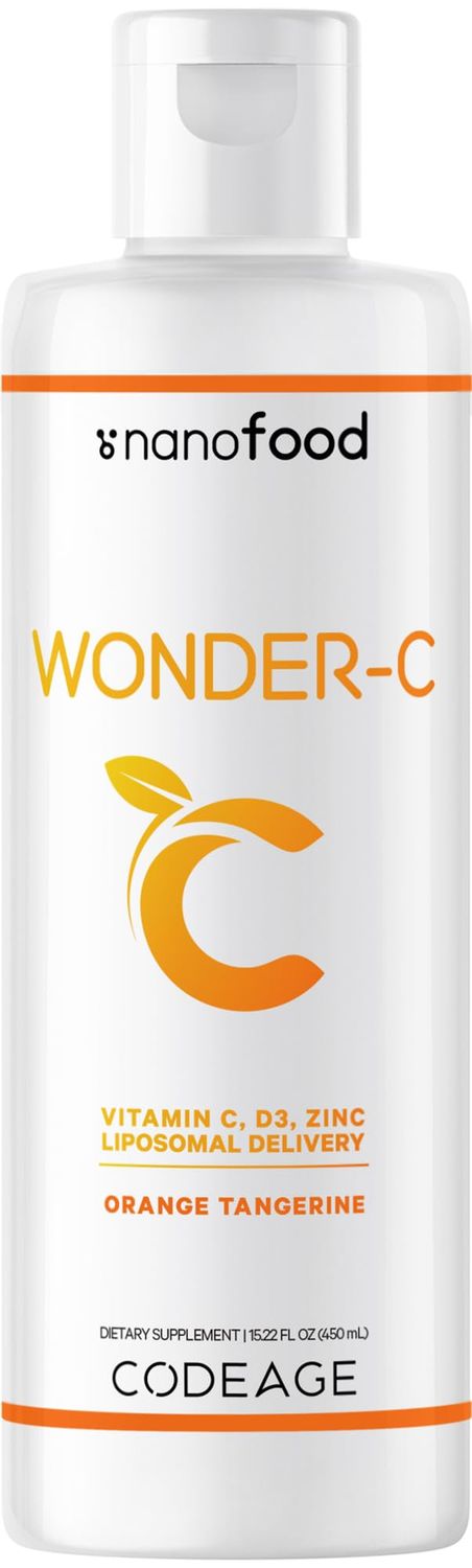 Codeage Liquid Vitamin C 1000mg, Vitamins D3, E &amp; Zinc, Rose HIPS, Quercetin, Echinacea, Vegan Liposomal Vitamin C Supplement, Non-GMO - 15.22 fl oz