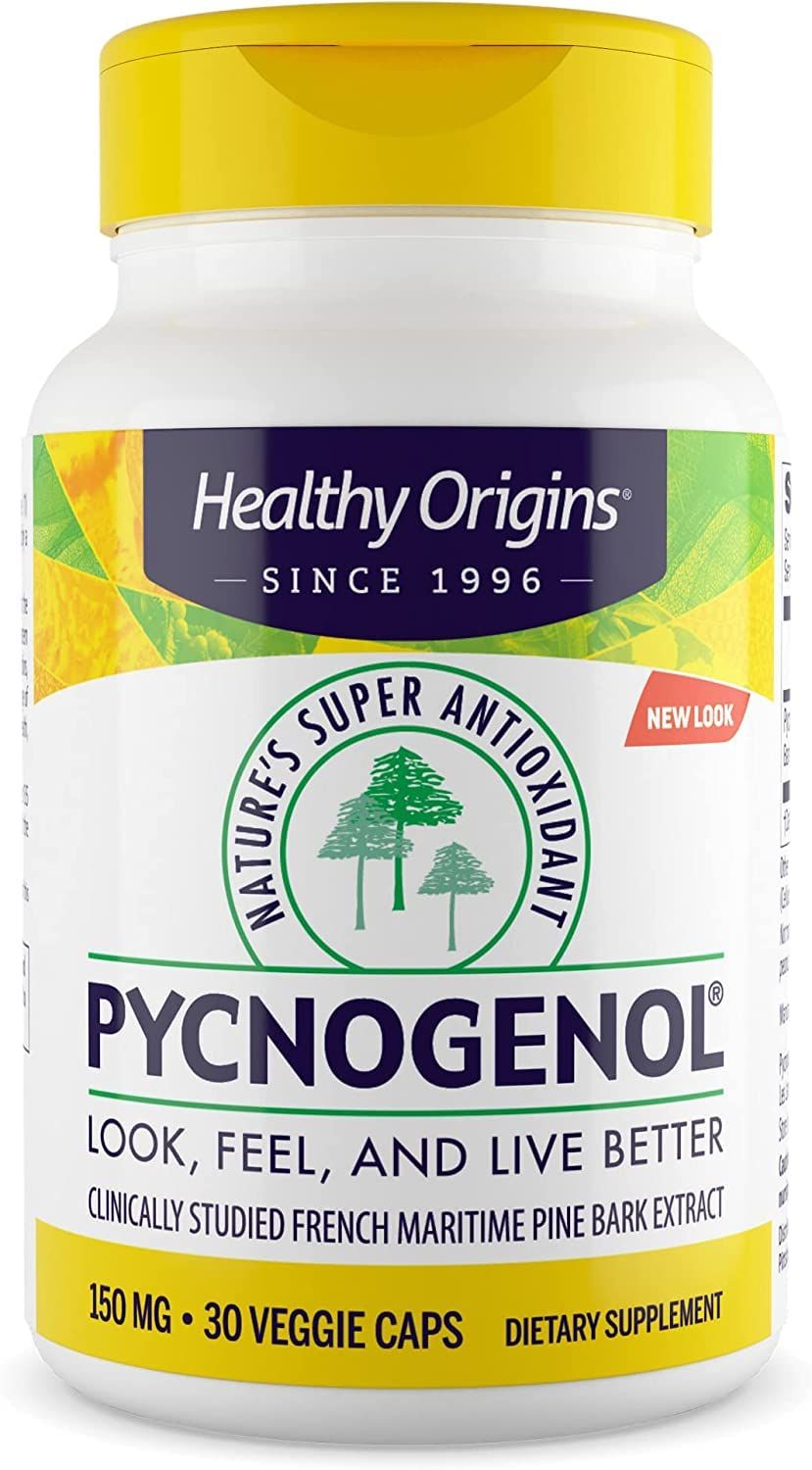 Healthy Origins Pycnogenol 150 mg - Premium Pine Bark Extract - French Maritime Pine Bark Extract for Heart Health, Skin Care &amp; More - Gluten-Free &amp; Non-GMO Supplement - 30 Veggie Caps