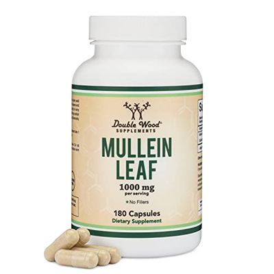 Mullein Leaf Extract - Lung Cleanse - Extra Strength Capsules (Mullein Leaf Extract 10:1, Equivalent of 10,000mg Mullein Leaves) 180 Vegan Safe Capsules with No Fillers by Double Wood