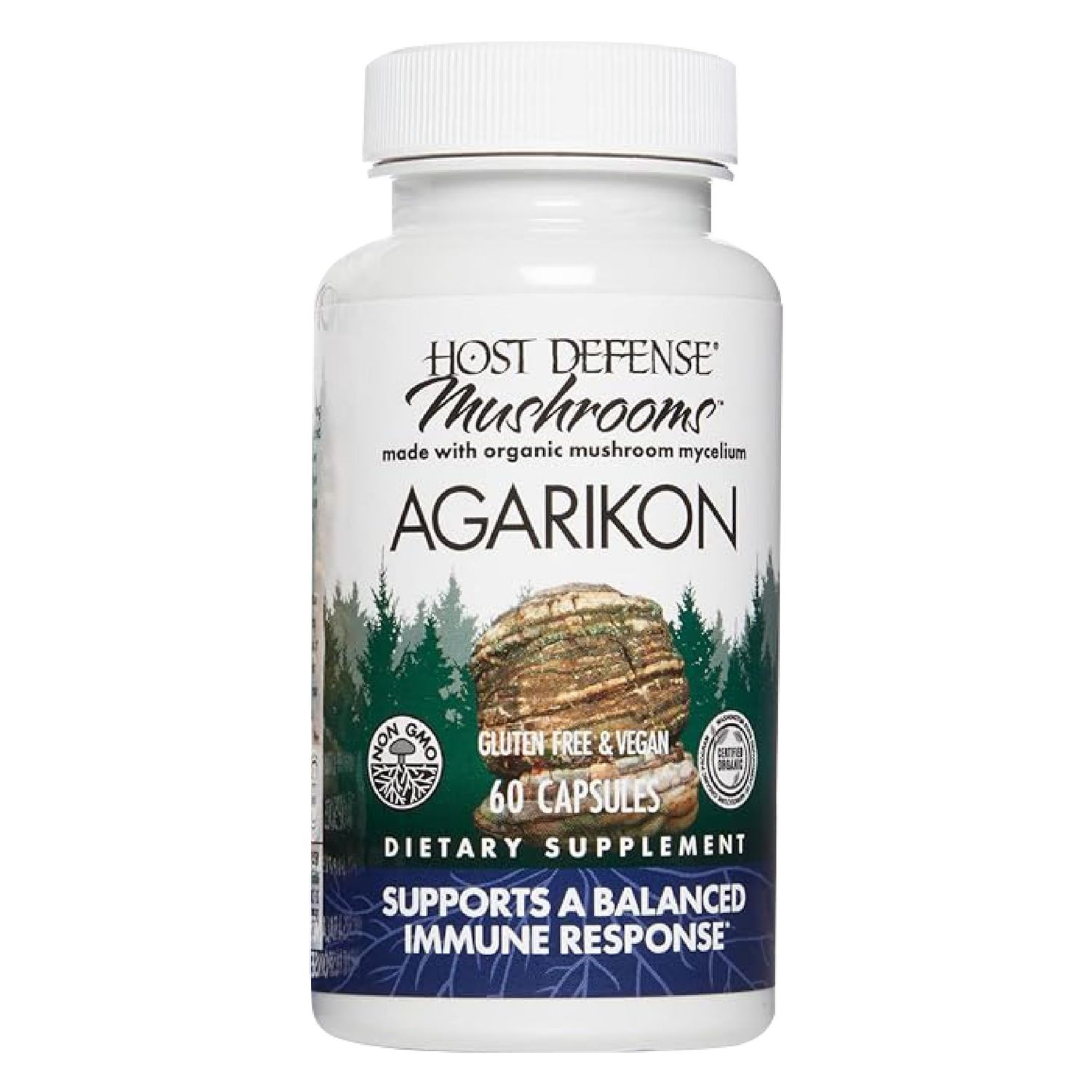 Host Defense Agarikon Capsules - Immune System Support Supplement - Mushroom Supplement to Aid Immune Functions &amp; Cell Strength - Herbal Dietary Supplement - 60 Capsules (60 Servings)*