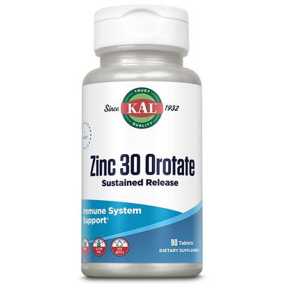 KAL Zinc Orotate 30mg, Sustained Release, Chelated Zinc Tablets, Immune Support Supplement, Protein Synthesis, Metabolism, Energy Support, Vegan, Gluten Free, 60-Day Guarantee, 90 Servings, 90 Tablets