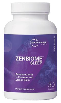 Microbiome Labs Zenbiome Sleep - L Theanine Supplement with Lemon Balm Extract &amp; Probiotics with Bifidobacterium Longum - Help Soothe The Gut-Brain Axis at Bedtime (30 Capsules)