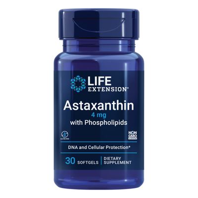 Life Extension Astaxanthin with Phospholipids 4 mg - For Eye &amp; Heart Health + Metabolic &amp; Cardiovascular Health - Supports Inflammatory &amp; Immune Response - Gluten Free, Non-GMO - 30 Softgels