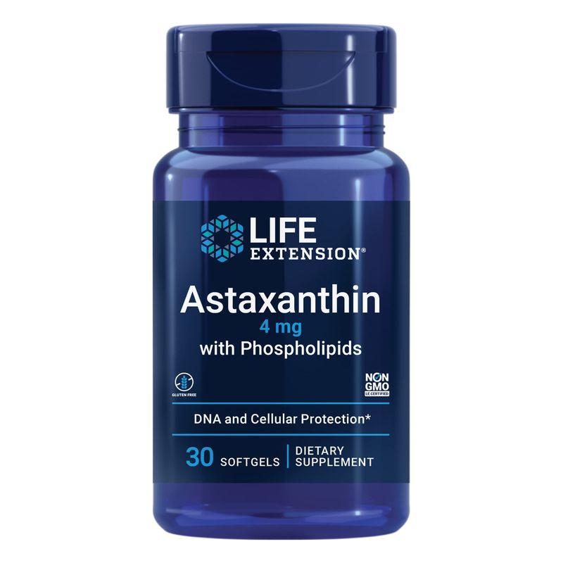 Life Extension Astaxanthin with Phospholipids 4 mg - For Eye &amp; Heart Health + Metabolic &amp; Cardiovascular Health - Supports Inflammatory &amp; Immune Response - Gluten Free, Non-GMO - 30 Softgels
