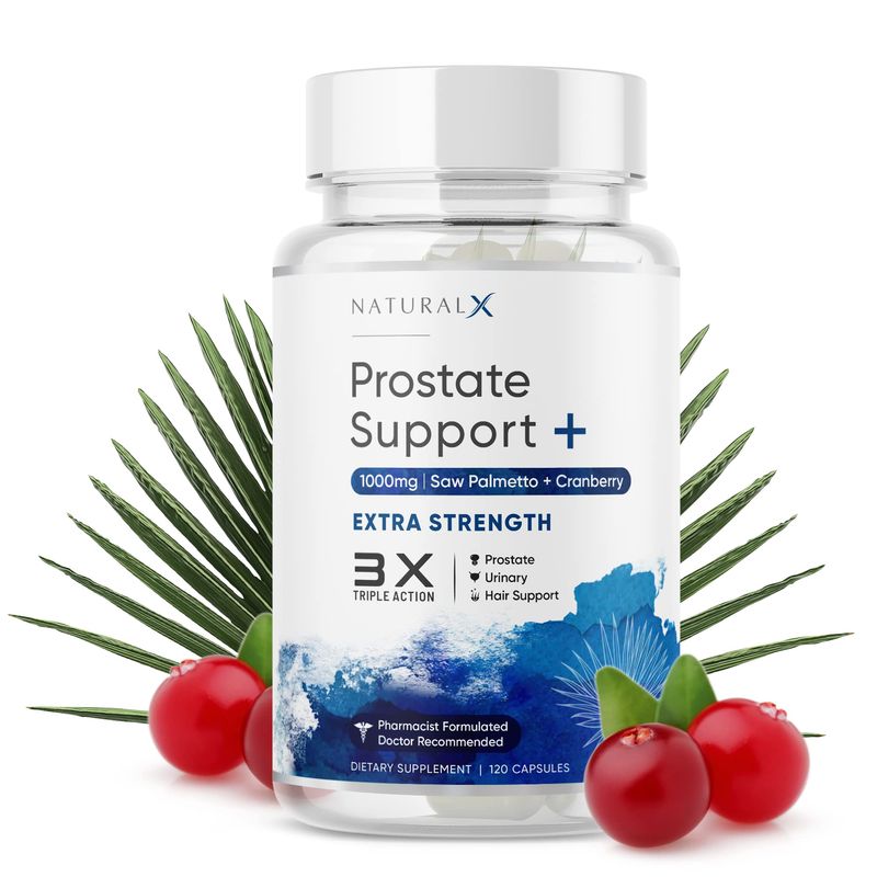 Prostate Health Supplement for Men - Saw Palmetto DHT Blocker with Cranberry for Bladder Health, Urinary Support, Reduce Frequent Urination, Promote Prostate Care &amp; Hair Growth (120 Capsules)